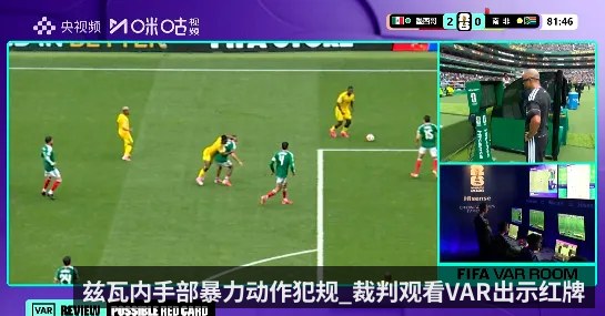 兹瓦内手部暴力动作犯规_裁判观看VAR出示红牌
